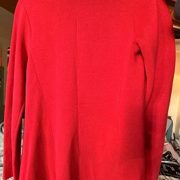 Eileen Fisher Red Open Draped Silk Blend Cardigan - Picture 3 of 6